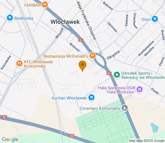 Mapa dojazdu do hurtowni motoryzacyjnej w miejscowości Włocławek