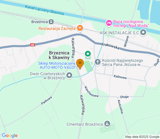 Mapa dojazdu do hurtowni motoryzacyjnej w miejscowości Brzeźnica