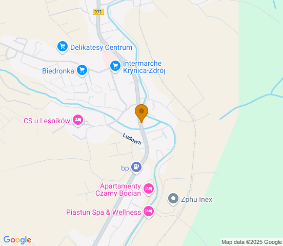 Mapa dojazdu do hurtowni motoryzacyjnej w miejscowości Krynica-Zdrój