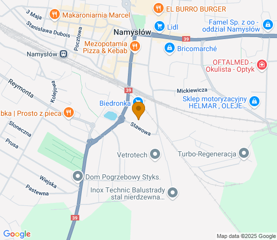Mapa dojazdu do hurtowni motoryzacyjnej w miejscowości Namysłów