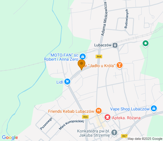 Mapa dojazdu do hurtowni motoryzacyjnej w miejscowości Lubaczów