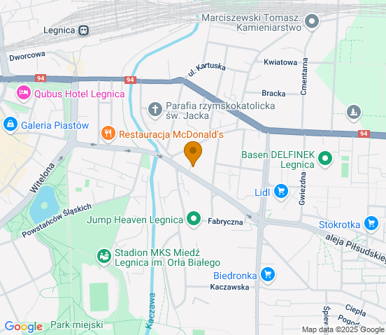 Mapa dojazdu do warsztatu samochodowego w miejscowości Legnica