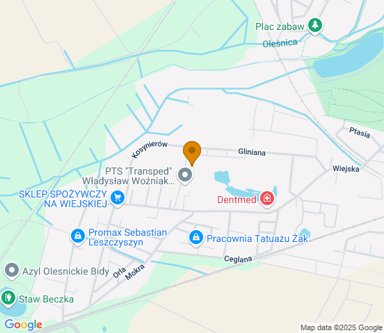 Mapa dojazdu do warsztatu samochodowego w miejscowości Oleśnica