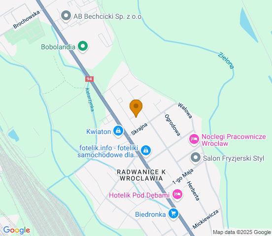 Mapa dojazdu do warsztatu samochodowego w miejscowości Radwanice