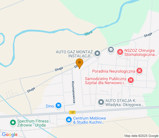 Mapa dojazdu do warsztatu samochodowego w miejscowości Międzyrzecz
