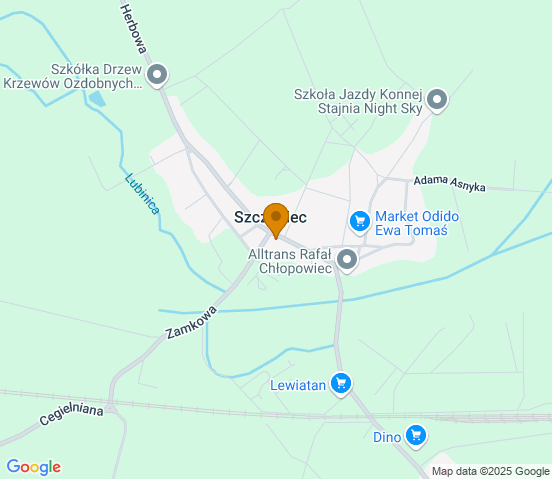 Mapa dojazdu do warsztatu samochodowego w miejscowości Szczaniec