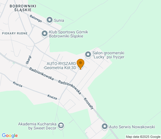 Mapa dojazdu do warsztatu samochodowego w miejscowości Tarnowskie Góry