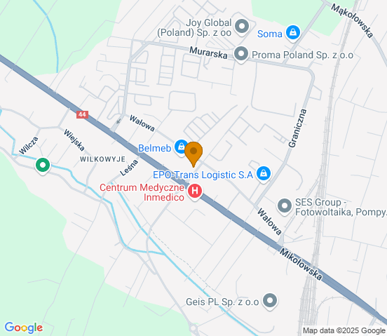 Mapa dojazdu do warsztatu samochodowego w miejscowości Tychy
