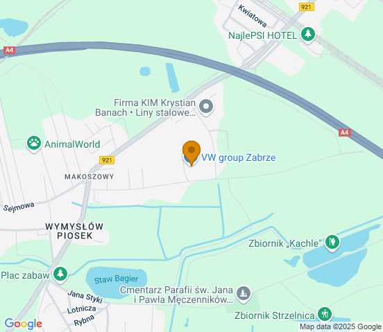 Mapa dojazdu do warsztatu samochodowego w miejscowości Zabrze